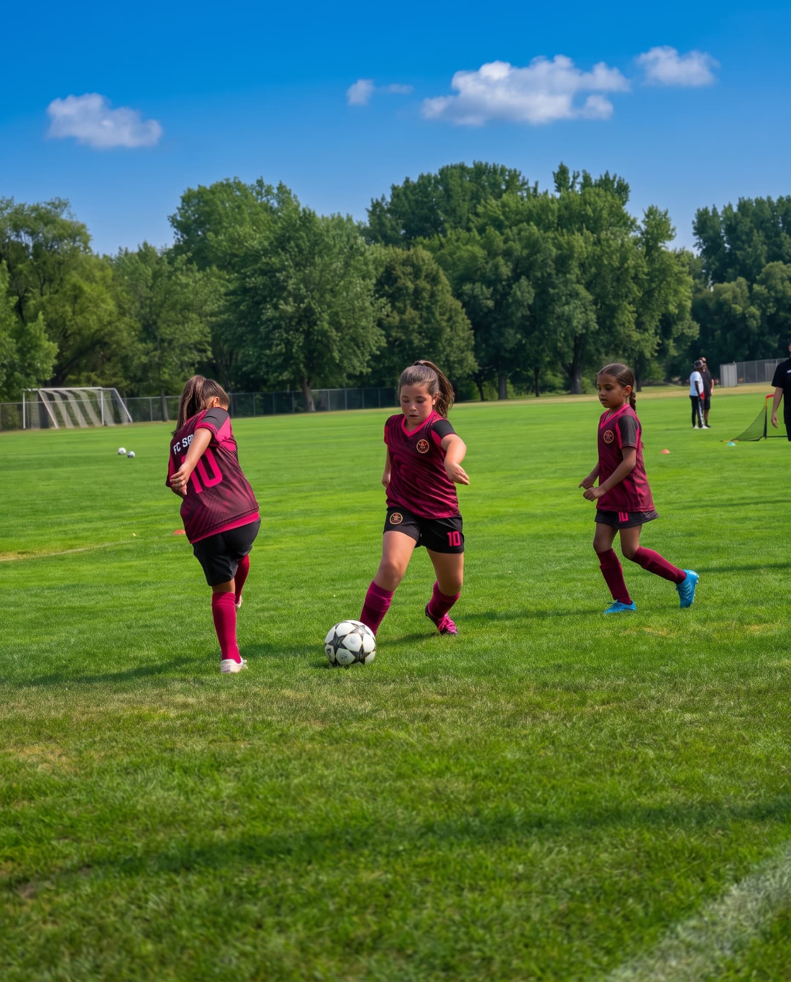 FC Sparta girls team running a passing drill